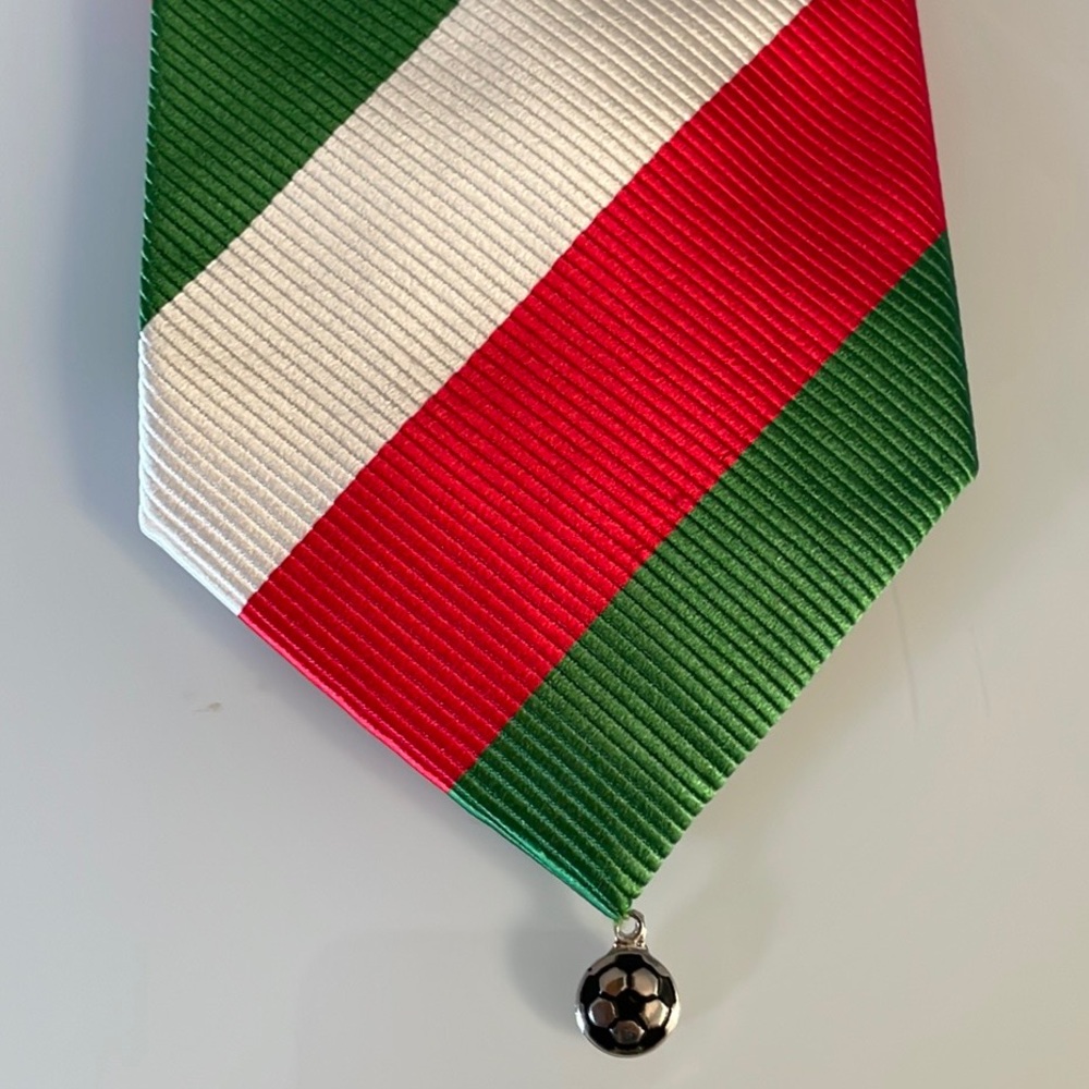 🇮🇹  J. Ploenes Italian Silk Tie With Soccer Ball Pendant